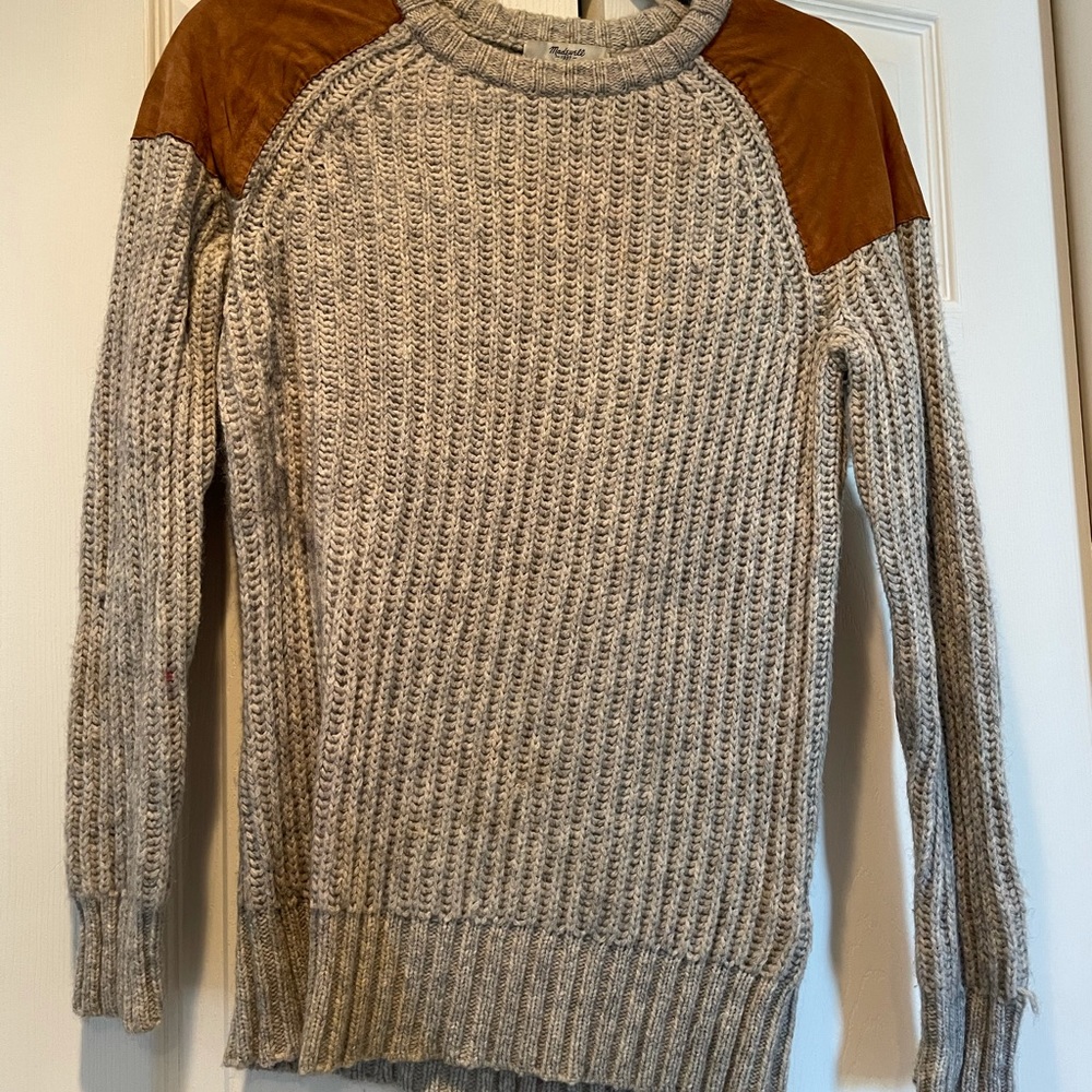 Knit sweater with suede accents